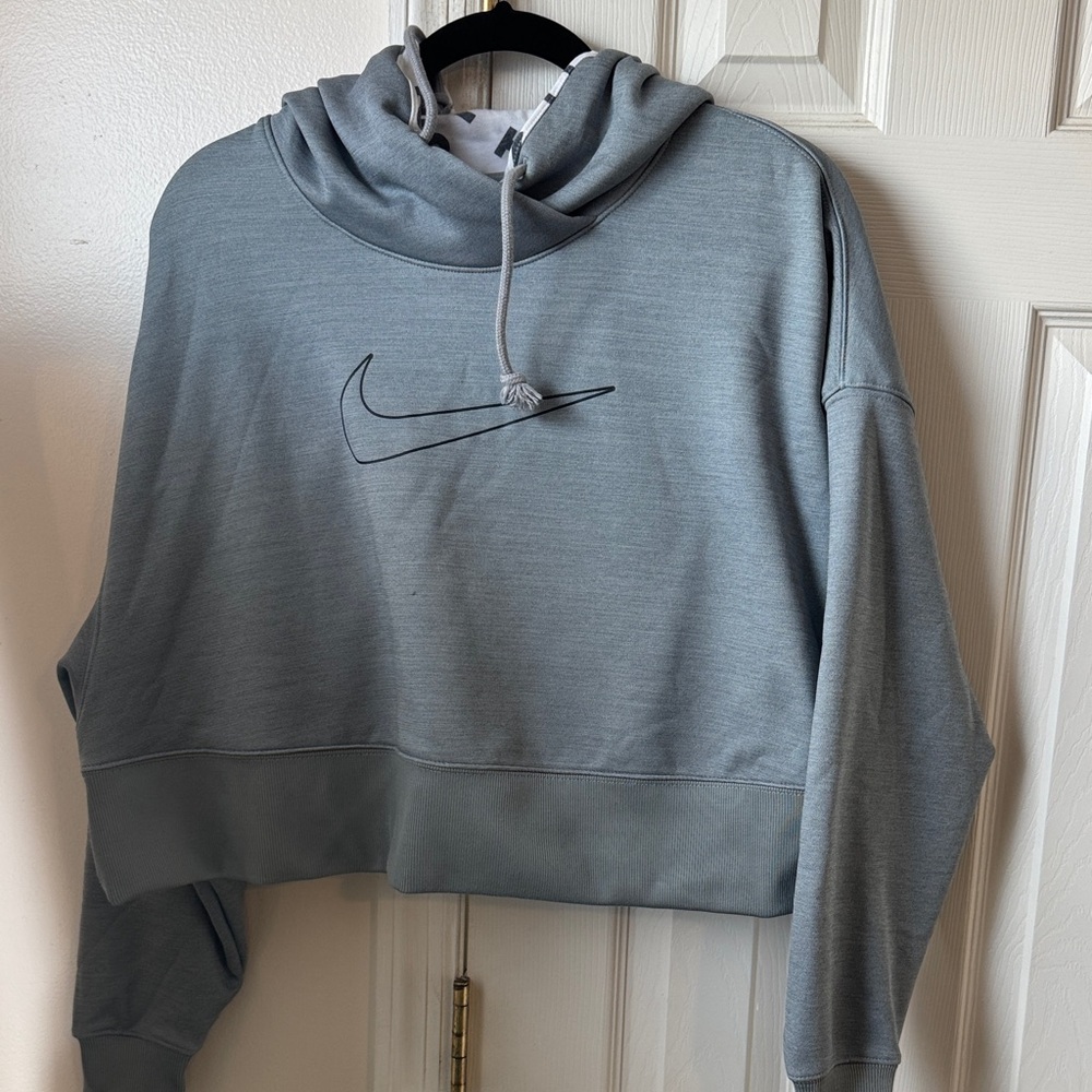 Nike Women's Heather Gray Cropped Hoodie